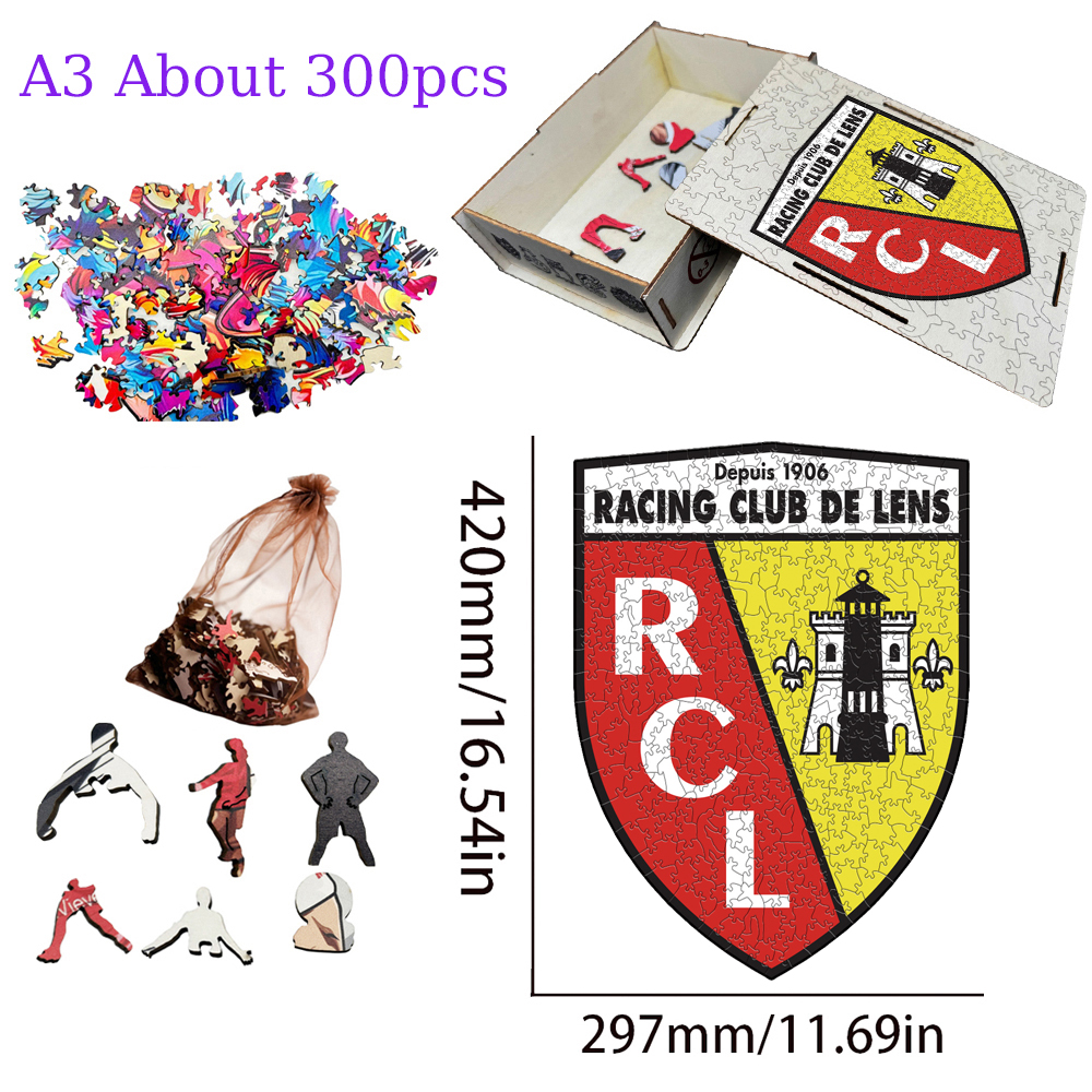 FC Nantes,Paris Saint - Germain,Racing Club de Strasbourg Alsace,Racing Club de Lens,Association Sportive de Monaco Football Club--Football Club Wooden Puzzle