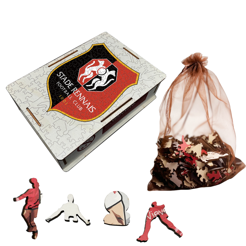 Olympique Lyonnais,Stade Brestois 29,Girondins de Bordeaux,LOSC Lille,Stade Rennais Football Club--Football Club Wooden Puzzle