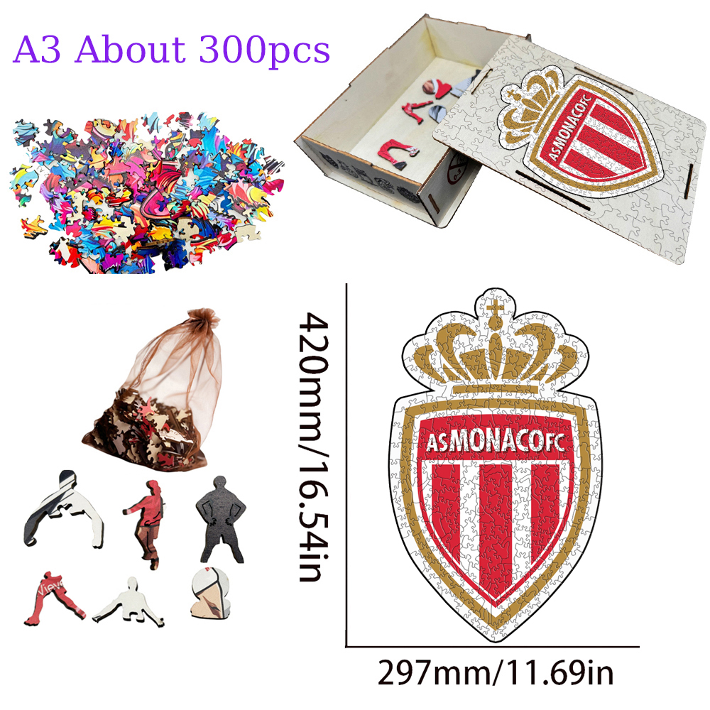 FC Nantes,Paris Saint - Germain,Racing Club de Strasbourg Alsace,Racing Club de Lens,Association Sportive de Monaco Football Club--Football Club Wooden Puzzle