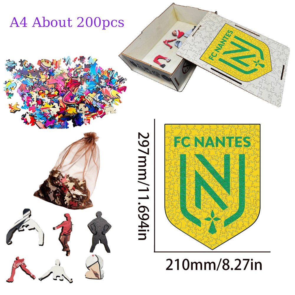 FC Nantes,Paris Saint - Germain,Racing Club de Strasbourg Alsace,Racing Club de Lens,Association Sportive de Monaco Football Club--Football Club Wooden Puzzle