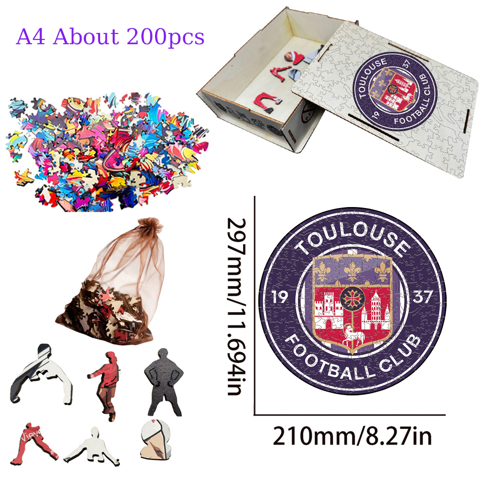 FRANCE,A.J.AUXERRE,ASSE,TOULOUSE FOOTBALL CLUB,Toulon FC--Football Club Wooden Puzzle