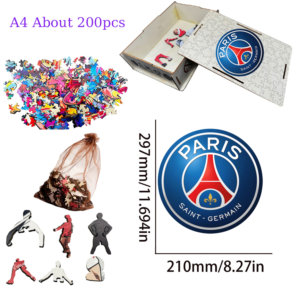 FC Nantes,Paris Saint - Germain,Racing Club de Strasbourg Alsace,Racing Club de Lens,Association Sportive de Monaco Football Club--Football Club Wooden Puzzle