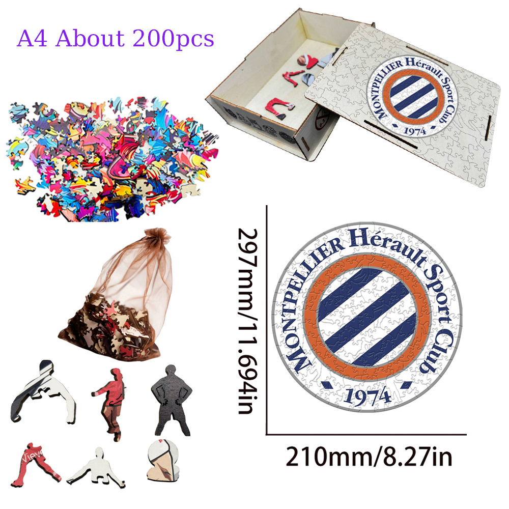 SCO Angers,Le Havre AC,Olympique de Marseille,Montpellier Hérault Sport Club,OGC Nice--Football Club Wooden Puzzle