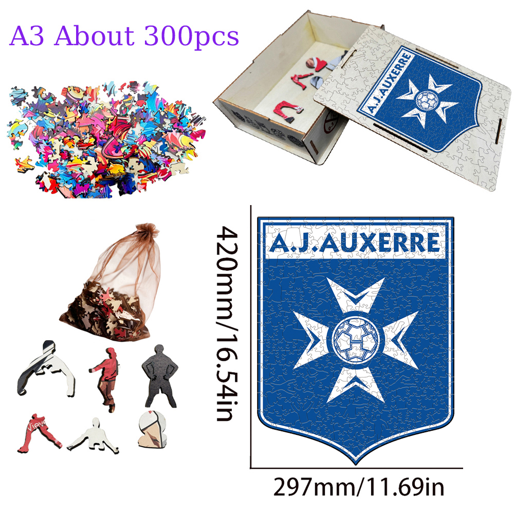 FRANCE,A.J.AUXERRE,ASSE,TOULOUSE FOOTBALL CLUB,Toulon FC--Football Club Wooden Puzzle
