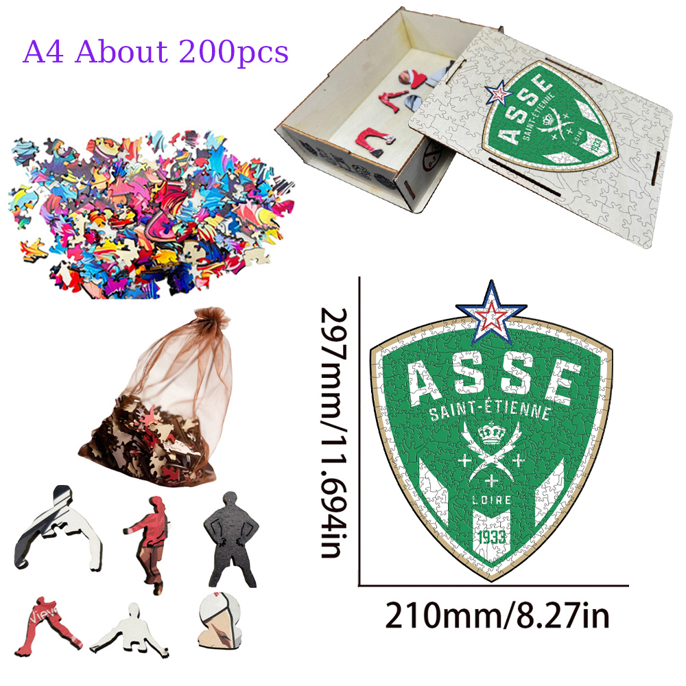 FRANCE,A.J.AUXERRE,ASSE,TOULOUSE FOOTBALL CLUB,Toulon FC--Football Club Wooden Puzzle