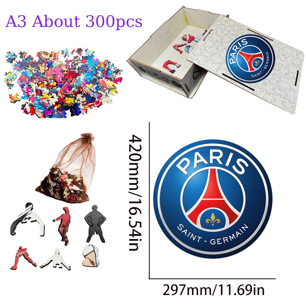 FC Nantes,Paris Saint - Germain,Racing Club de Strasbourg Alsace,Racing Club de Lens,Association Sportive de Monaco Football Club--Football Club Wooden Puzzle