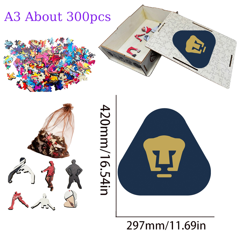 Tigres UANL,Pumas UNAM,Club de Futbol Pachuca--Football Club Wooden Puzzle