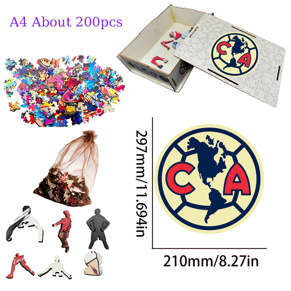 Cruz Azul Fútbol Club,Club de Fútbol Monterrey,Club América,Club Deportivo Toluca,Club Deportivo Guadalajara--Football Club Wooden Puzzle