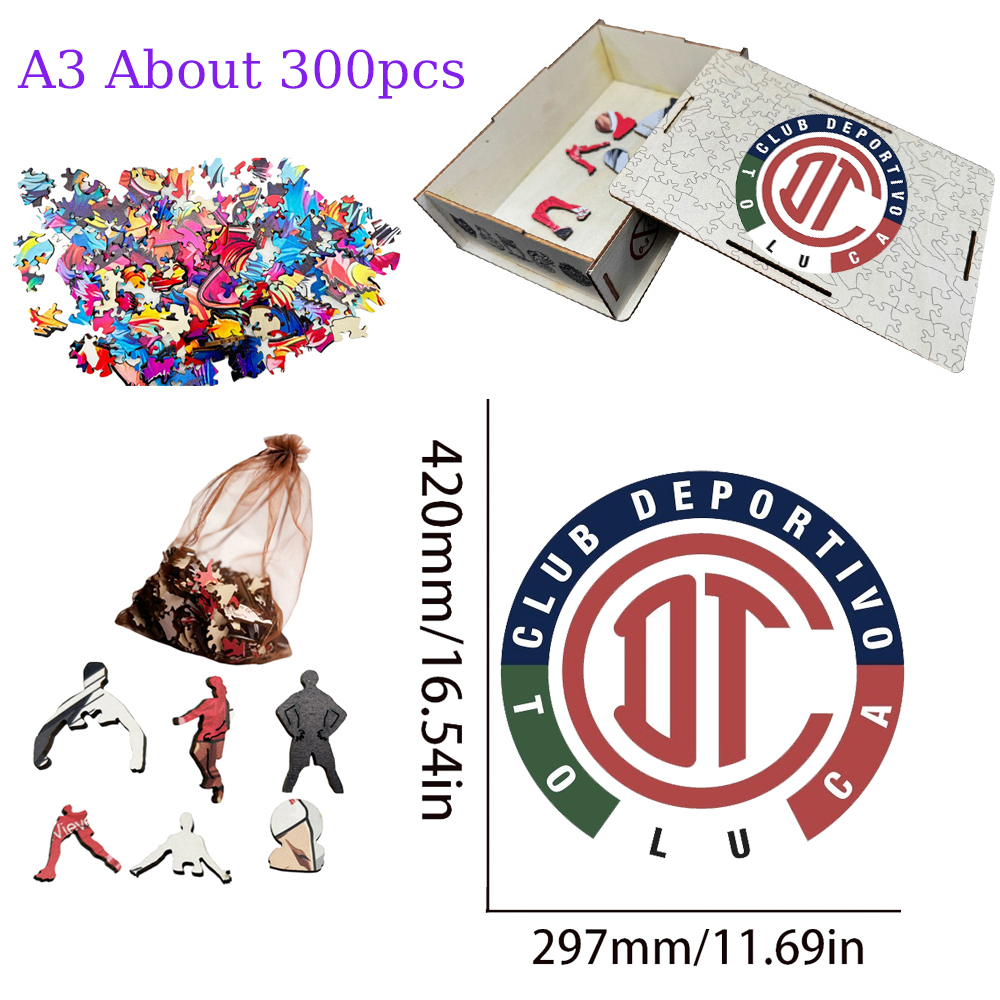 Cruz Azul Fútbol Club,Club de Fútbol Monterrey,Club América,Club Deportivo Toluca,Club Deportivo Guadalajara--Football Club Wooden Puzzle