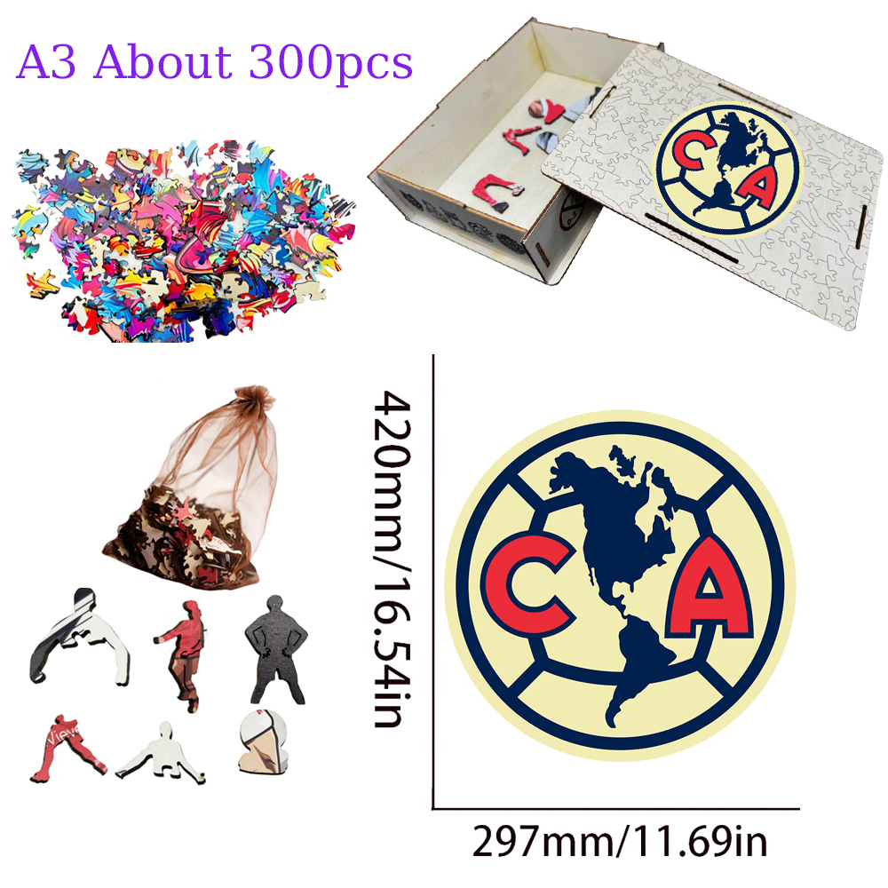 Cruz Azul Fútbol Club,Club de Fútbol Monterrey,Club América,Club Deportivo Toluca,Club Deportivo Guadalajara--Football Club Wooden Puzzle