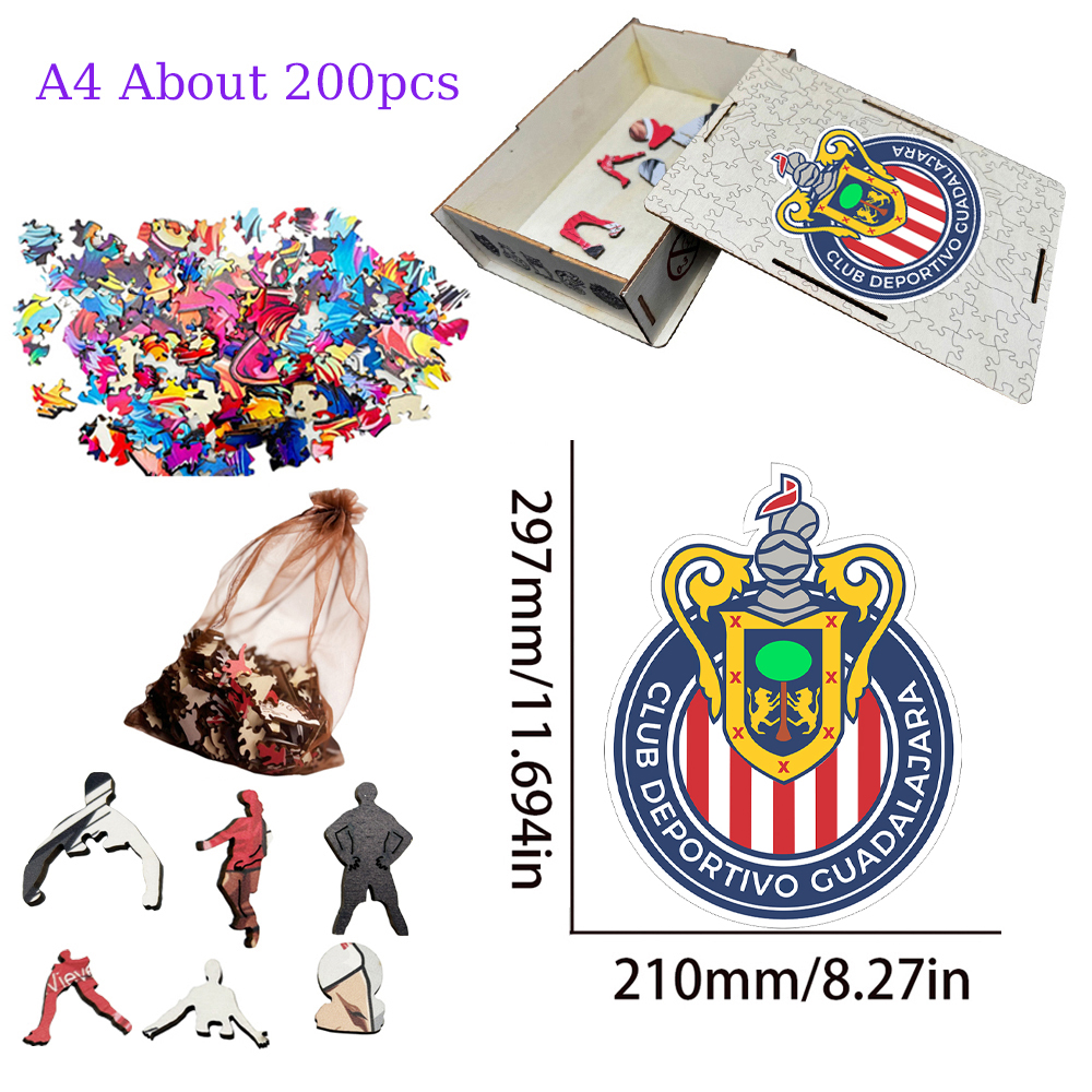 Cruz Azul Fútbol Club,Club de Fútbol Monterrey,Club América,Club Deportivo Toluca,Club Deportivo Guadalajara--Football Club Wooden Puzzle