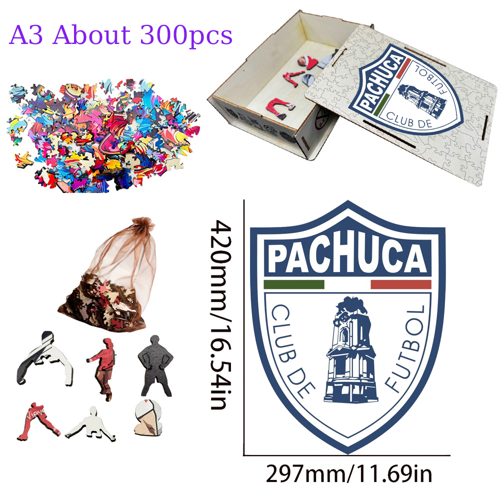 Tigres UANL,Pumas UNAM,Club de Futbol Pachuca--Football Club Wooden Puzzle