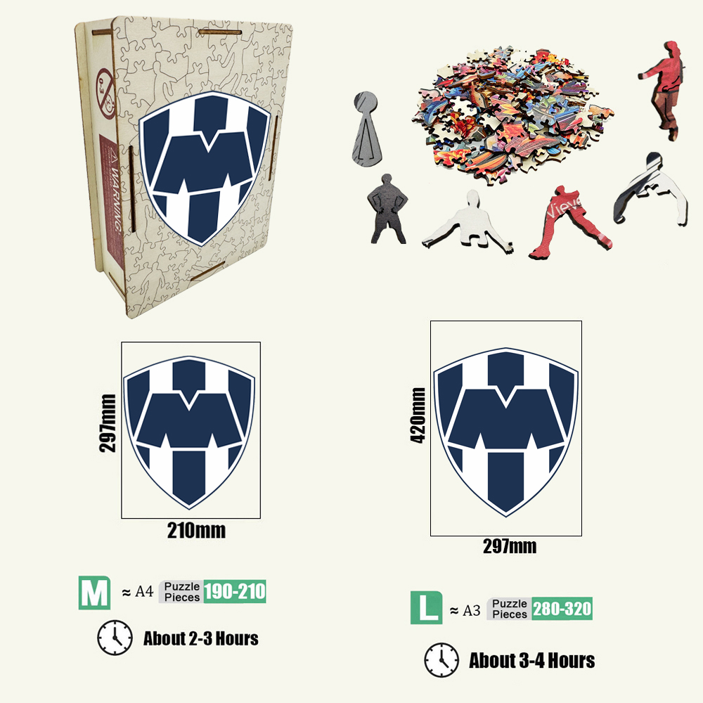 Cruz Azul Fútbol Club,Club de Fútbol Monterrey,Club América,Club Deportivo Toluca,Club Deportivo Guadalajara--Football Club Wooden Puzzle