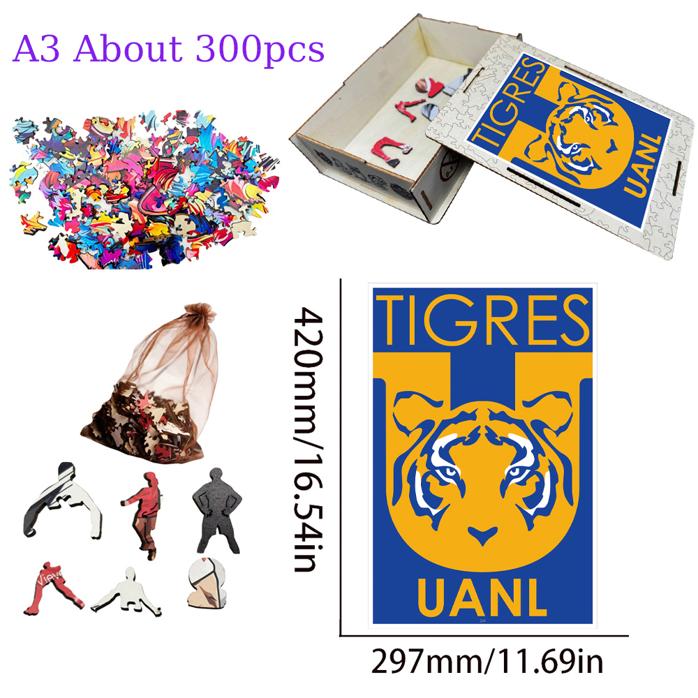 Tigres UANL,Pumas UNAM,Club de Futbol Pachuca--Football Club Wooden Puzzle