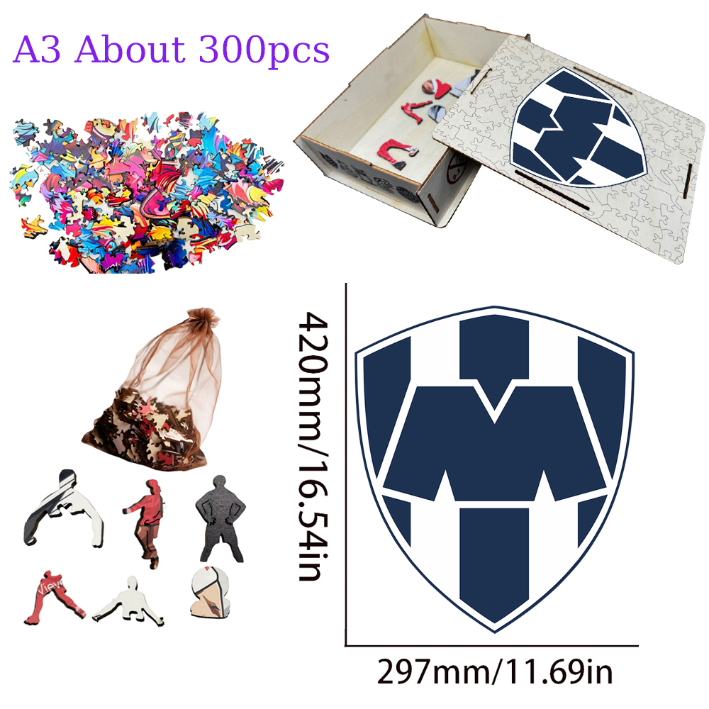 Cruz Azul Fútbol Club,Club de Fútbol Monterrey,Club América,Club Deportivo Toluca,Club Deportivo Guadalajara--Football Club Wooden Puzzle