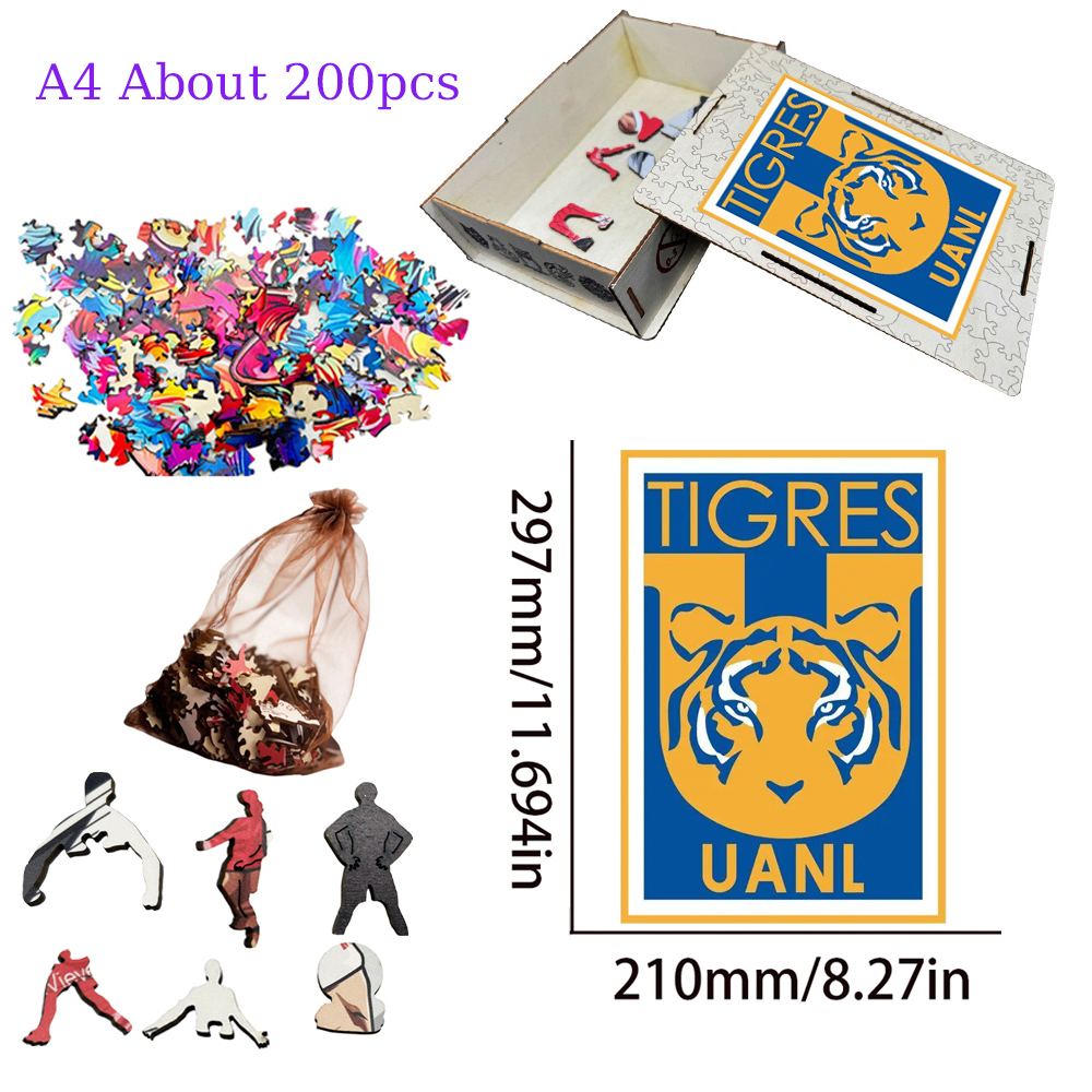 Tigres UANL,Pumas UNAM,Club de Futbol Pachuca--Football Club Wooden Puzzle