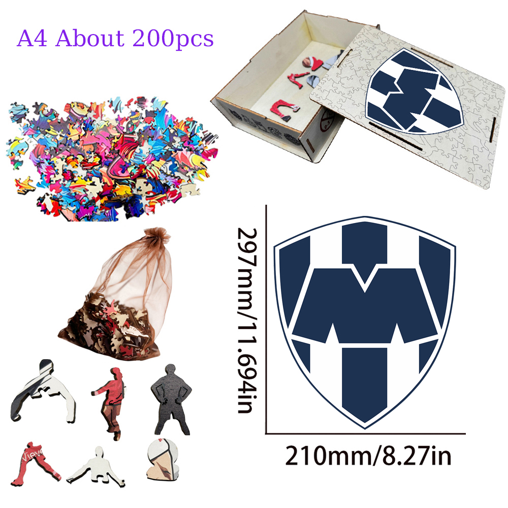 Cruz Azul Fútbol Club,Club de Fútbol Monterrey,Club América,Club Deportivo Toluca,Club Deportivo Guadalajara--Football Club Wooden Puzzle