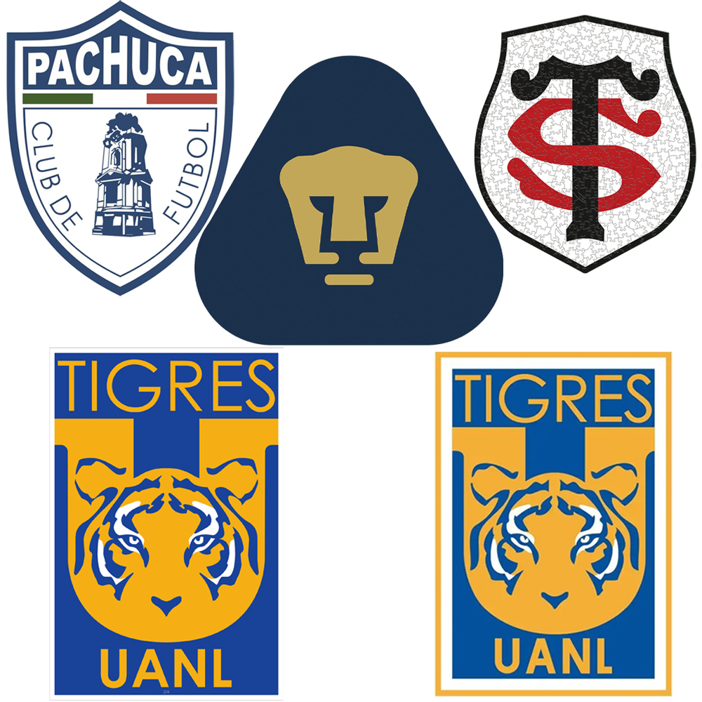 Tigres UANL,Pumas UNAM,Club de Futbol Pachuca--Football Club Wooden Puzzle