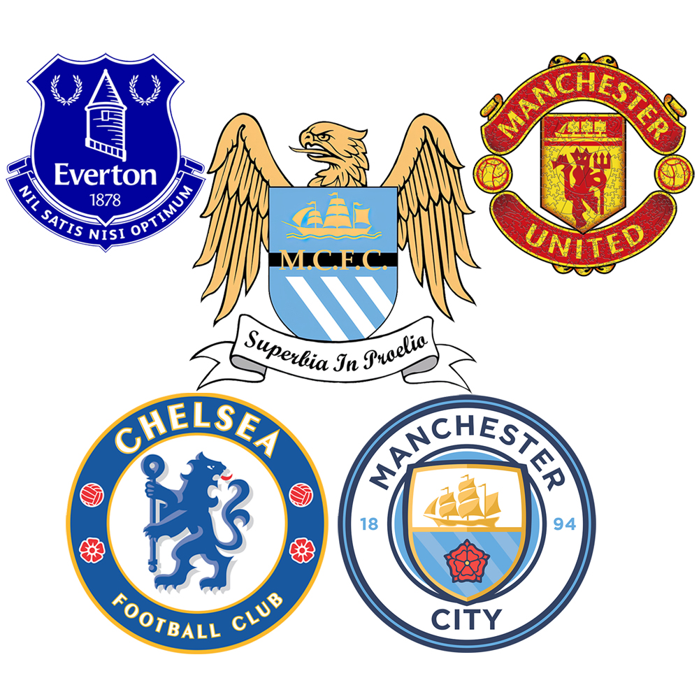Everton Football Club,Manchester City Football Club,Manchester United Football Club,Chelsea Football Club--Football Club Wooden Puzzle