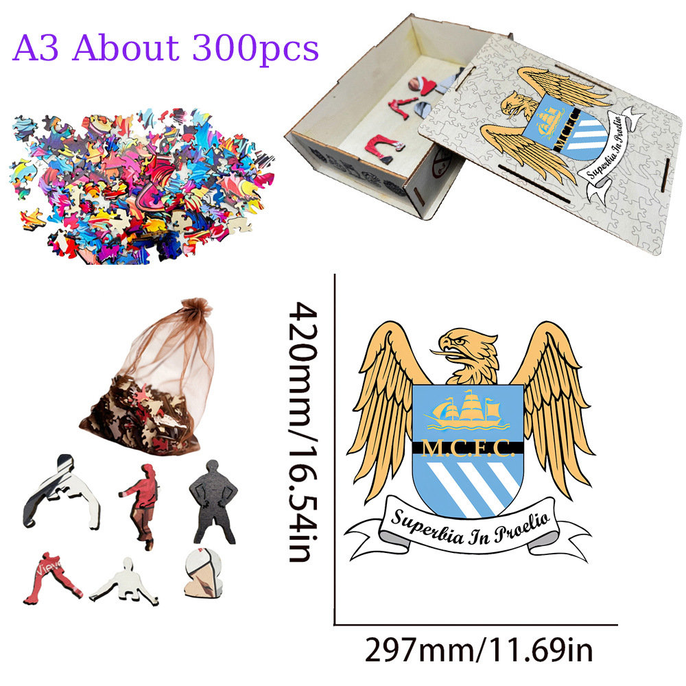 Everton Football Club,Manchester City Football Club,Manchester United Football Club,Chelsea Football Club--Football Club Wooden Puzzle