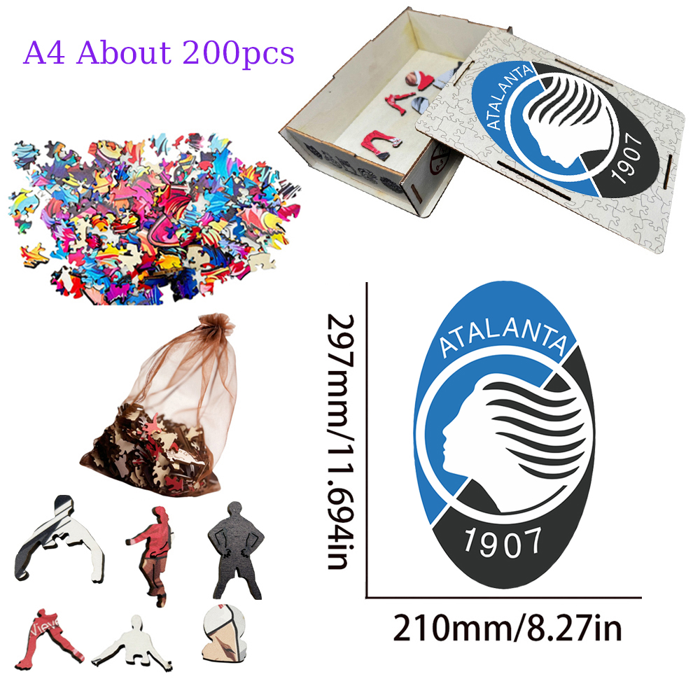 AC Milan，Inter Milan，AS Roma，Atalanta BC，Juventus--Football Club Wooden Puzzle