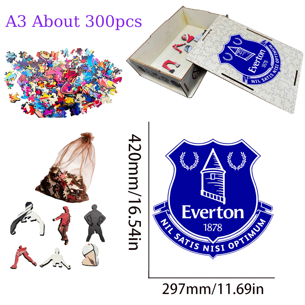 Everton Football Club,Manchester City Football Club,Manchester United Football Club,Chelsea Football Club--Football Club Wooden Puzzle