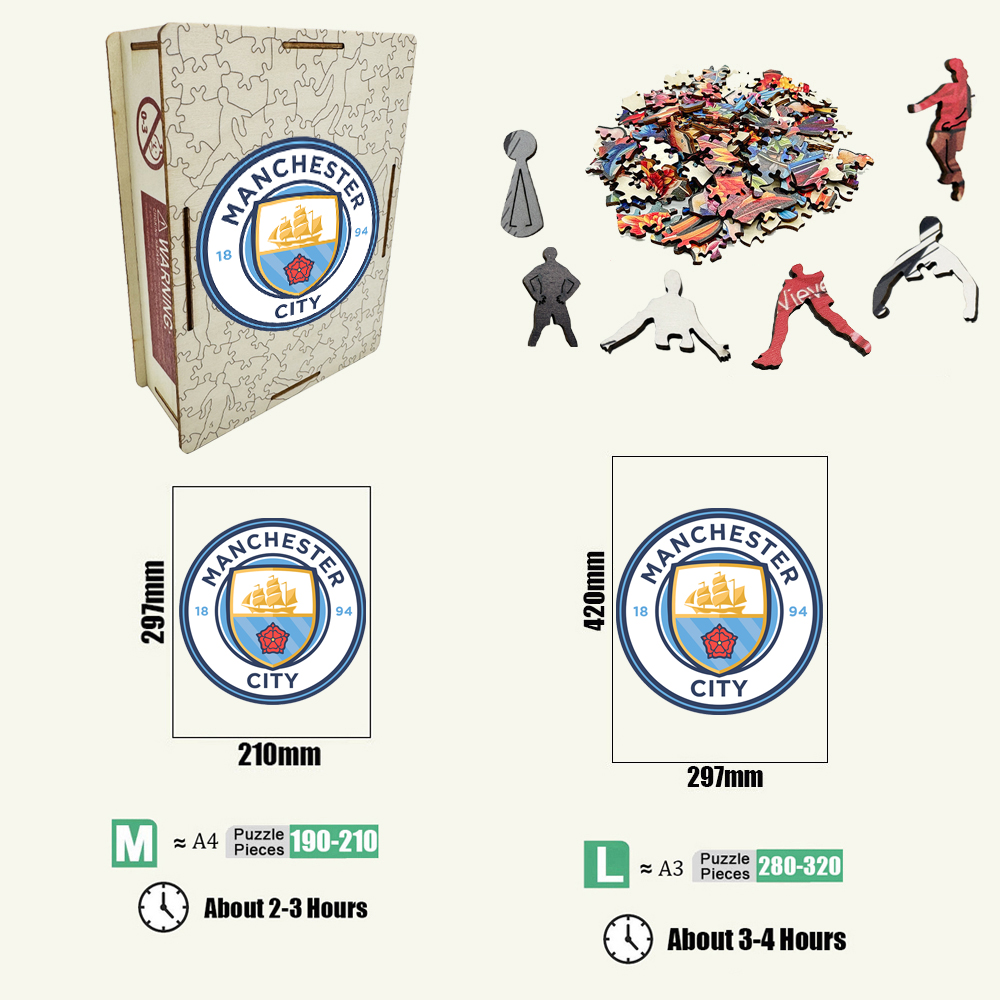 Everton Football Club,Manchester City Football Club,Manchester United Football Club,Chelsea Football Club--Football Club Wooden Puzzle