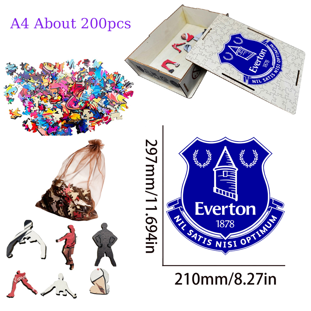 Everton Football Club,Manchester City Football Club,Manchester United Football Club,Chelsea Football Club--Football Club Wooden Puzzle