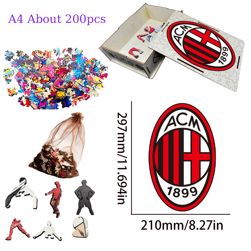 AC Milan，Inter Milan，AS Roma，Atalanta BC，Juventus--Football Club Wooden Puzzle