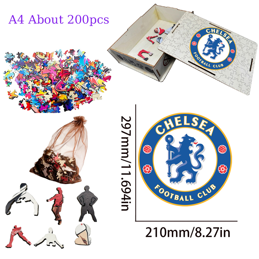 Everton Football Club,Manchester City Football Club,Manchester United Football Club,Chelsea Football Club--Football Club Wooden Puzzle
