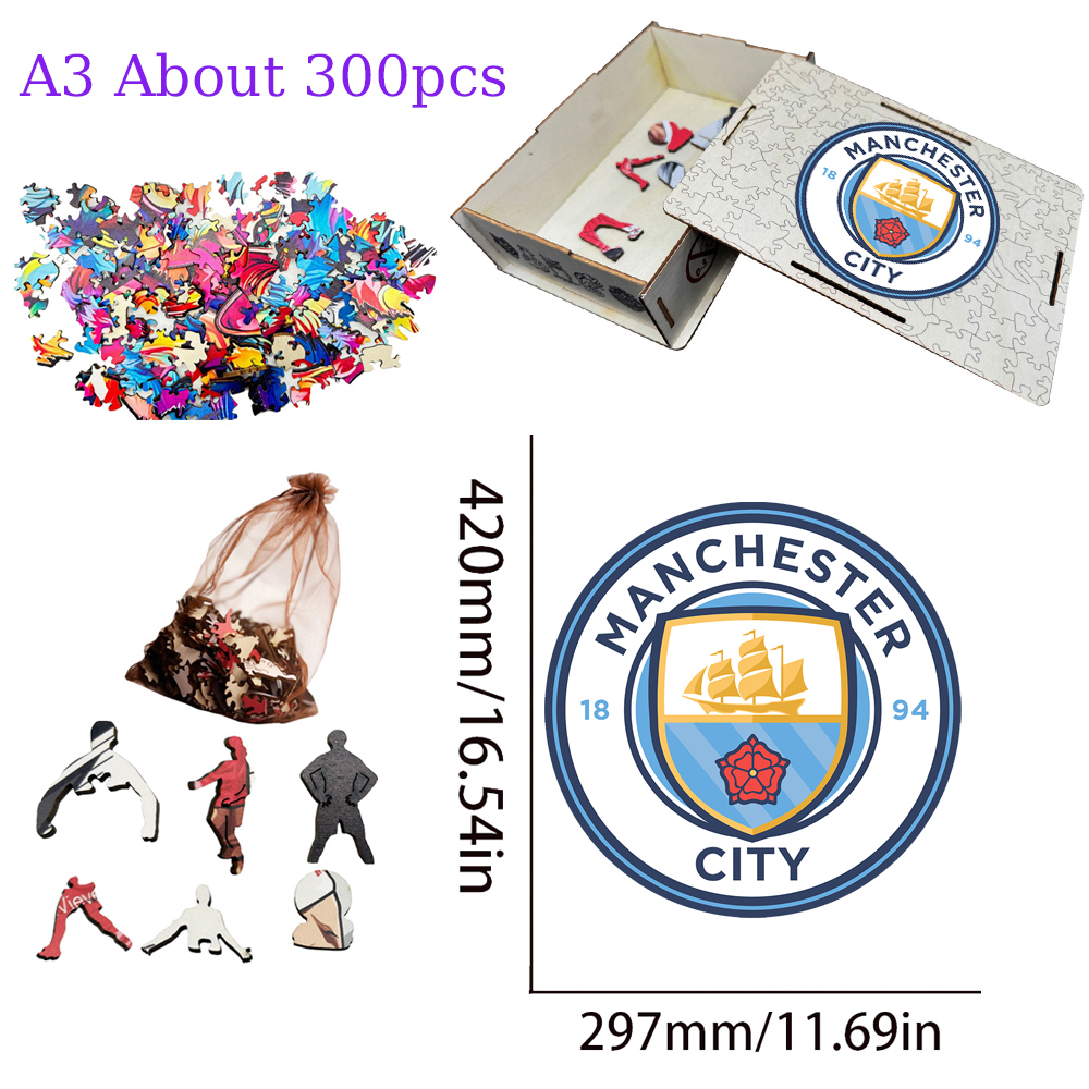 Everton Football Club,Manchester City Football Club,Manchester United Football Club,Chelsea Football Club--Football Club Wooden Puzzle