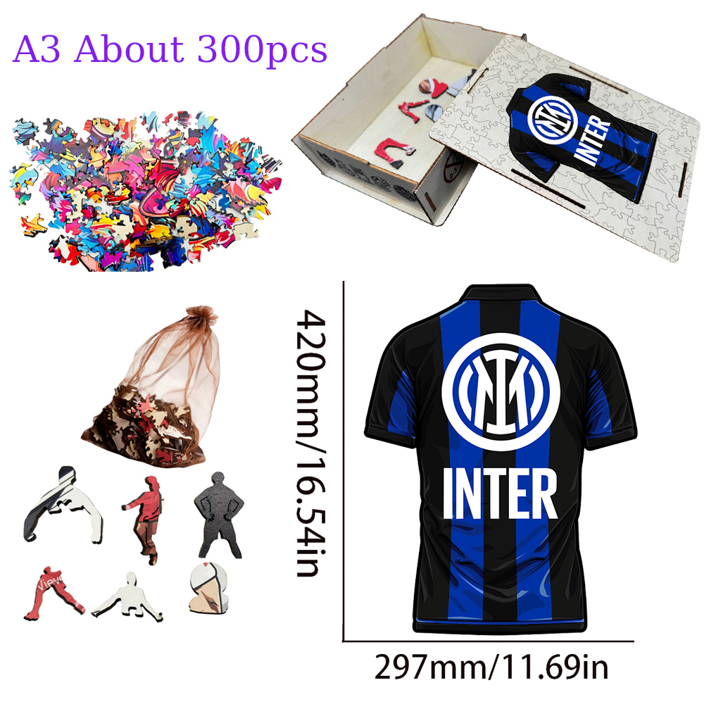 A.C. Milan，Arsenal Football Club，F.C. Internazionale Milano，Juventus Football Club--Wooden Puzzle of Football Club Jersey