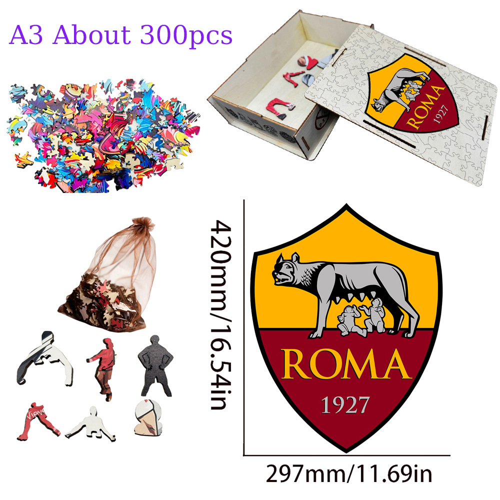 AC Milan，Inter Milan，AS Roma，Atalanta BC，Juventus--Football Club Wooden Puzzle