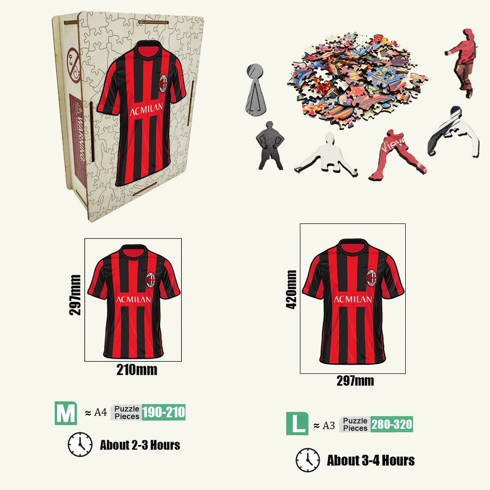 A.C. Milan，Arsenal Football Club，F.C. Internazionale Milano，Juventus Football Club--Wooden Puzzle of Football Club Jersey