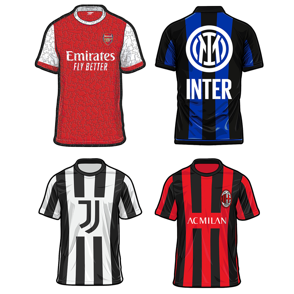 A.C. Milan，Arsenal Football Club，F.C. Internazionale Milano，Juventus Football Club--Wooden Puzzle of Football Club Jersey