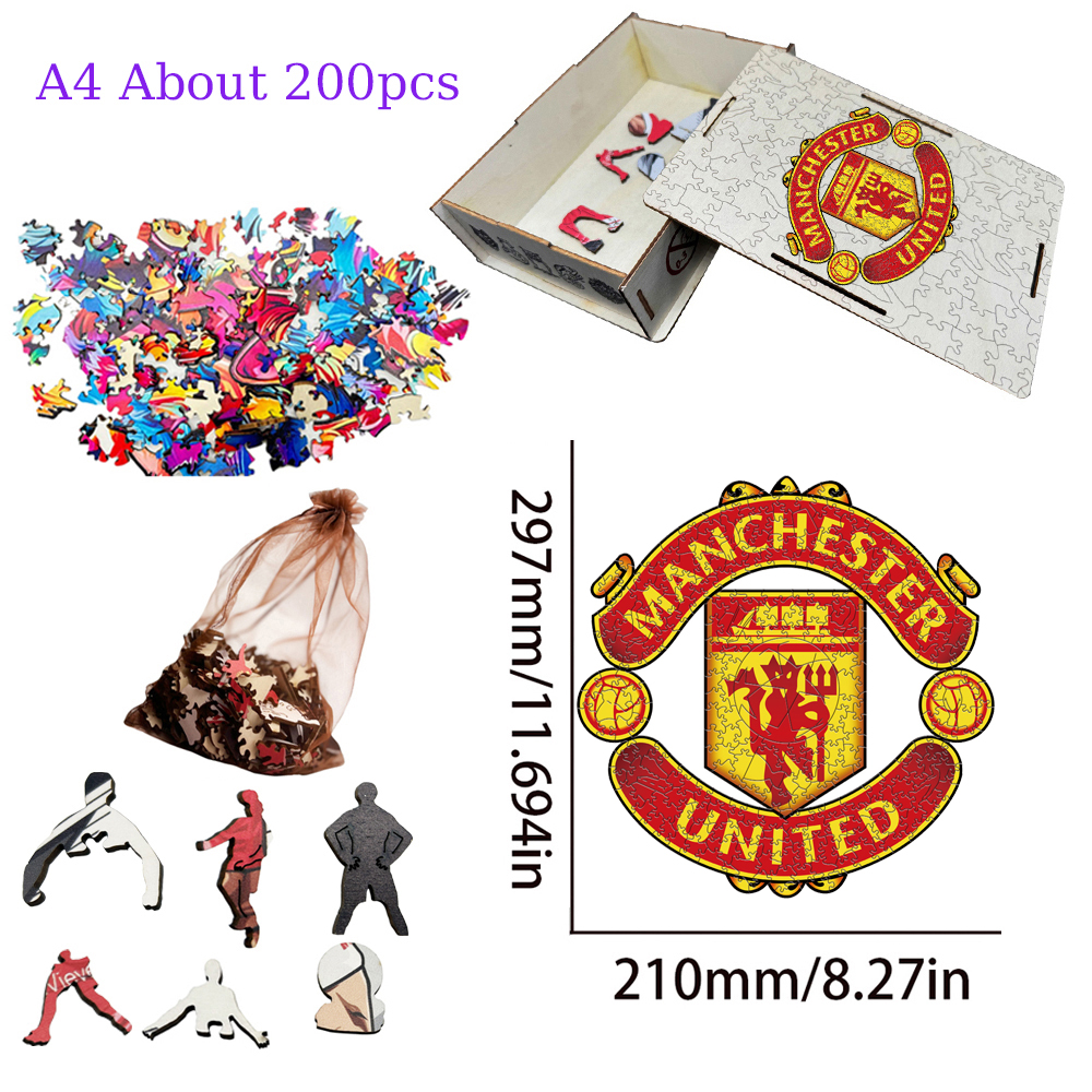 Everton Football Club,Manchester City Football Club,Manchester United Football Club,Chelsea Football Club--Football Club Wooden Puzzle