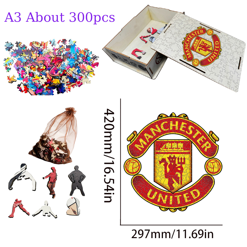 Everton Football Club,Manchester City Football Club,Manchester United Football Club,Chelsea Football Club--Football Club Wooden Puzzle