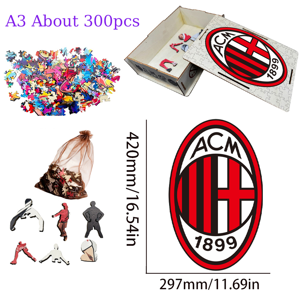 AC Milan，Inter Milan，AS Roma，Atalanta BC，Juventus--Football Club Wooden Puzzle