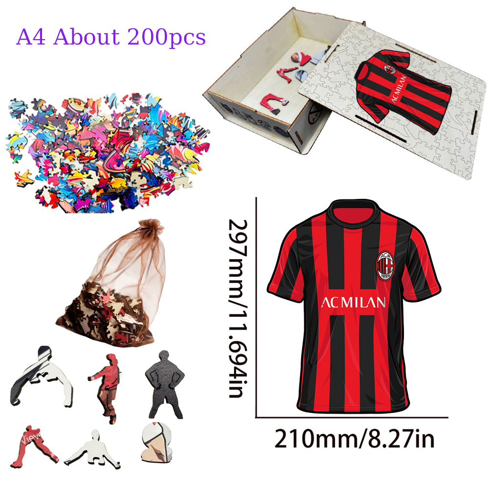 A.C. Milan，Arsenal Football Club，F.C. Internazionale Milano，Juventus Football Club--Wooden Puzzle of Football Club Jersey