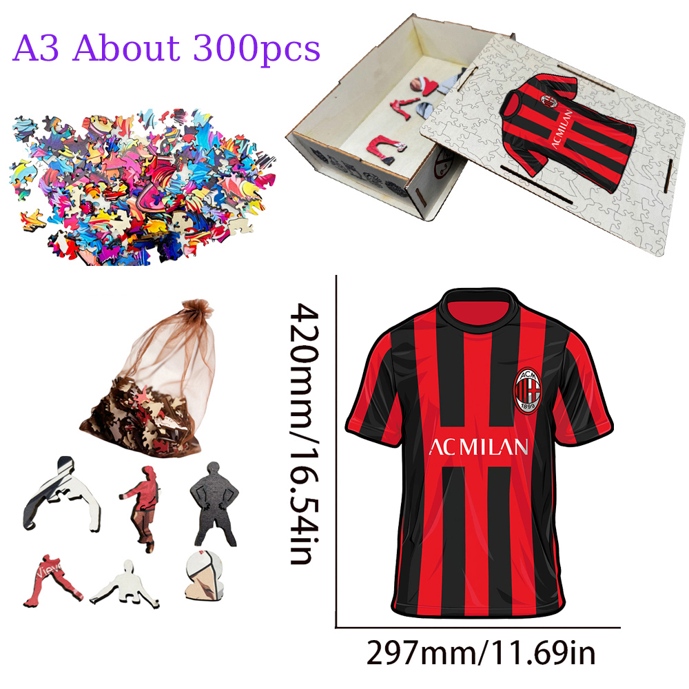 A.C. Milan，Arsenal Football Club，F.C. Internazionale Milano，Juventus Football Club--Wooden Puzzle of Football Club Jersey