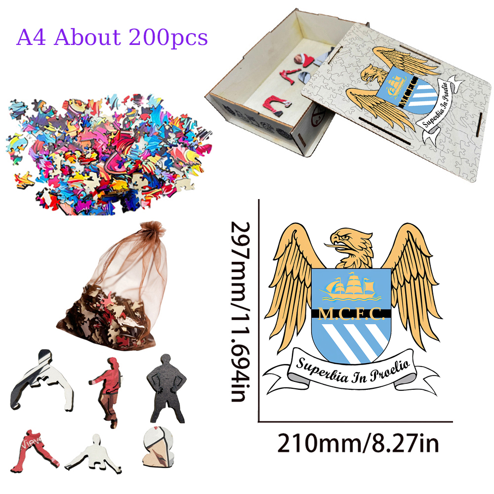 Everton Football Club,Manchester City Football Club,Manchester United Football Club,Chelsea Football Club--Football Club Wooden Puzzle