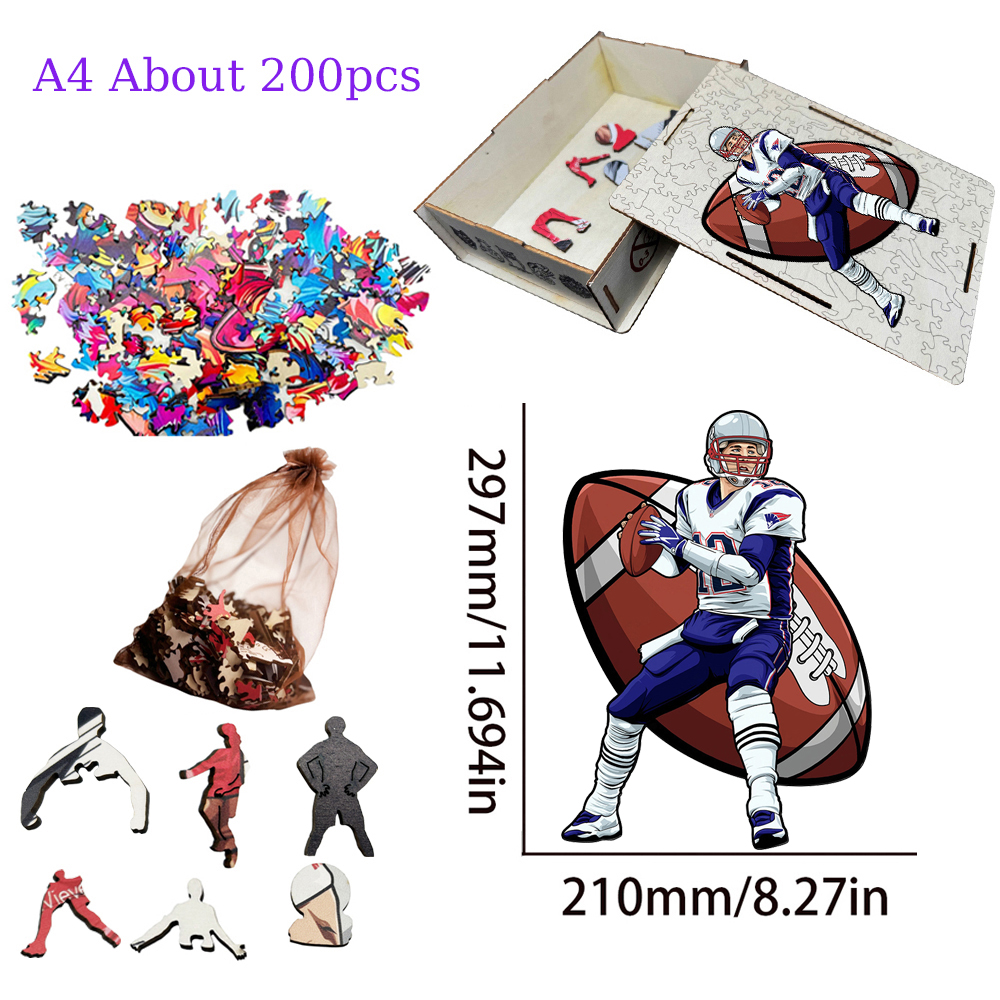 Aaron Rodgers，Josh Allen，Tom Brady，Kirk Cousins，Saquon Barkley---Rugby Player Wooden Puzzle