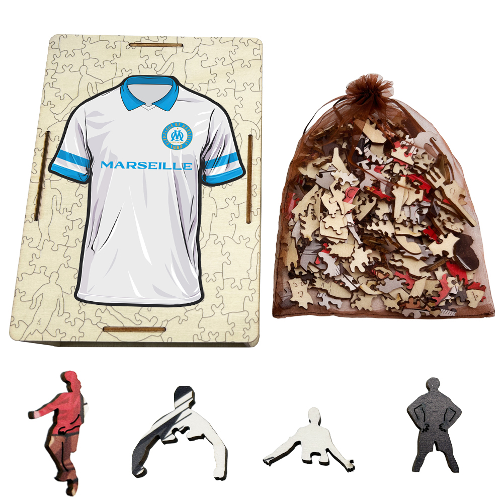 Olympique de Marseille，FC Barcelona，Real Madrid Club de Fútbol，Paris Saint - Germain Football Club---Wooden Puzzle of Football Club Jersey