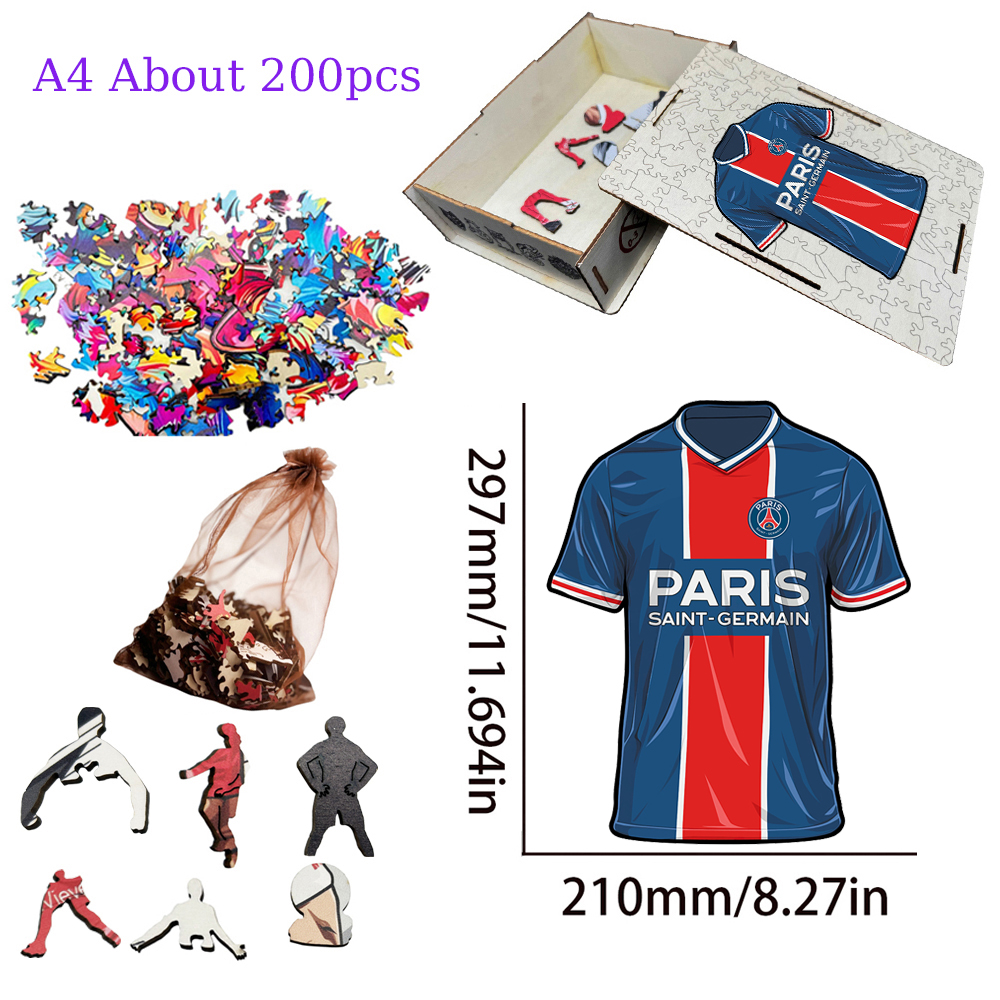 Olympique de Marseille，FC Barcelona，Real Madrid Club de Fútbol，Paris Saint - Germain Football Club---Wooden Puzzle of Football Club Jersey