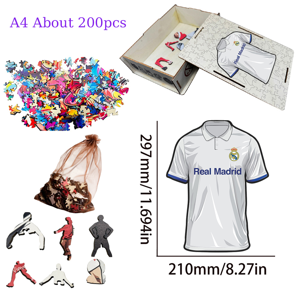 Olympique de Marseille，FC Barcelona，Real Madrid Club de Fútbol，Paris Saint - Germain Football Club---Wooden Puzzle of Football Club Jersey