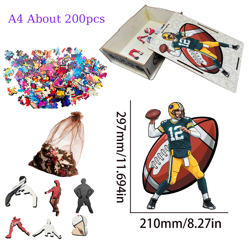 Aaron Rodgers，Josh Allen，Tom Brady，Kirk Cousins，Saquon Barkley---Rugby Player Wooden Puzzle