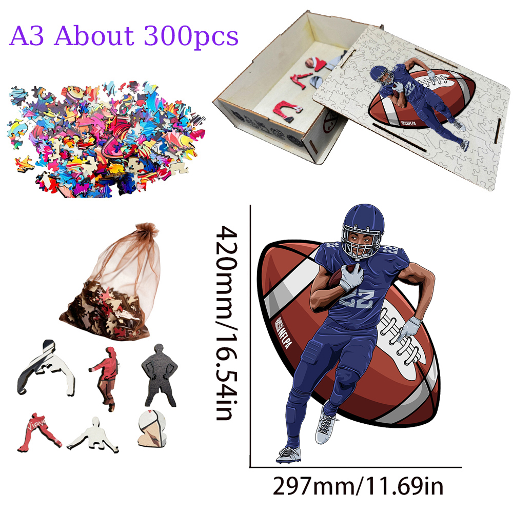Aaron Rodgers，Josh Allen，Tom Brady，Kirk Cousins，Saquon Barkley---Rugby Player Wooden Puzzle