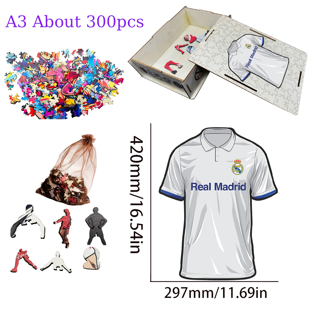 Olympique de Marseille，FC Barcelona，Real Madrid Club de Fútbol，Paris Saint - Germain Football Club---Wooden Puzzle of Football Club Jersey