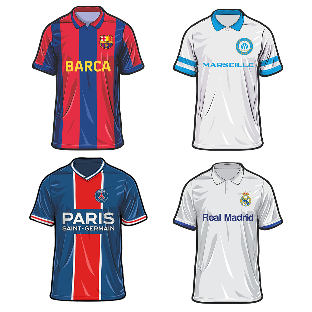 Olympique de Marseille，FC Barcelona，Real Madrid Club de Fútbol，Paris Saint - Germain Football Club---Wooden Puzzle of Football Club Jersey