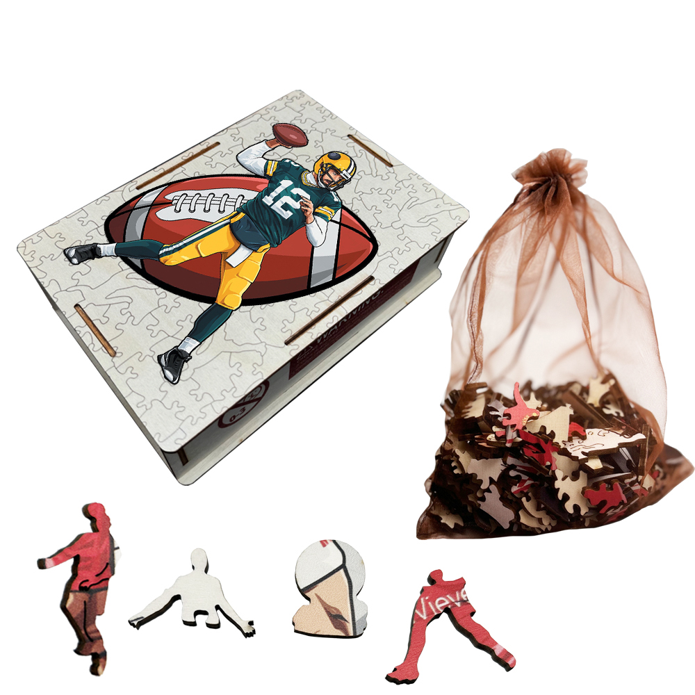 Aaron Rodgers，Josh Allen，Tom Brady，Kirk Cousins，Saquon Barkley---Rugby Player Wooden Puzzle